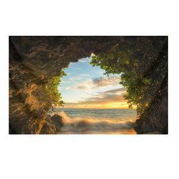 Nature Cave Wall Tapestry Beach Landscape Tapestry Bedroom Hotel Restaurant Decorative Backdrop, 51x70 inch