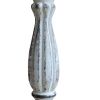 Handmade Wooden Candle Holder with Pillar Base Support; Distressed White; Set of 3