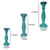 Handmade Wooden Candle Holder with Pillar Base Support; Turquoise Blue; Set of 3