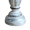 Handmade Wooden Candle Holder with Pillar Base Support; Distressed White; Set of 3