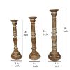 Handcrafted Distressed Wooden Candle Holder with Pedestal Body; Brown; Set of 3