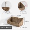 Set 2 Rectangular Sloped Cut Closet Storage Baskets Bins for Shelves, Woven Wicker Organizing Shelf Organizer Bins